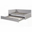 Lit de jour en L pleine grandeur avec lit gigogne escamotable et amp; Ports USB - aucun sommier nécessaire, fabrication durable-1143115139