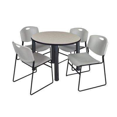 Plateau de table Kee, 4 chaises empilables Zeng