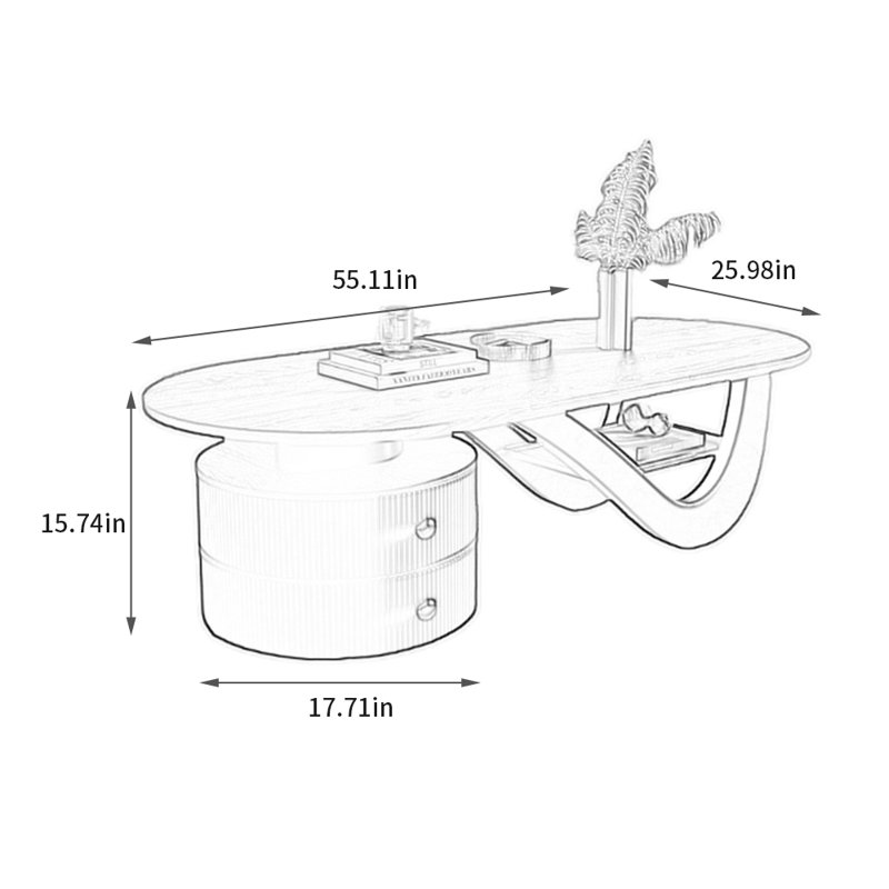 Table basse en bois massif clair wabi-sabi, Crème, H 15,74 po x L 55,11 po x l 25,98 po