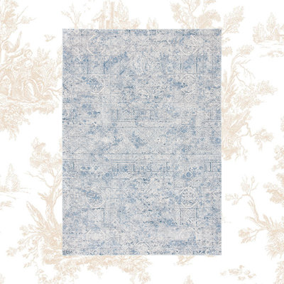 Attif Jacquie Oriental Ivory/Gray/Blue Area Rug