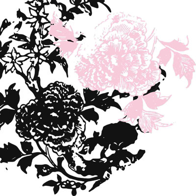 Graphique fleur rose noir