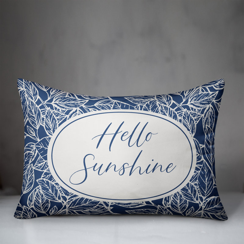 Floral Outdoor Reversible Throw Pillow, Blue
