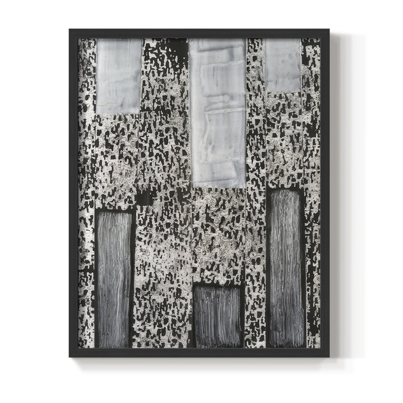 Silver Parcels I Framed Print - Solid Wood, Black, 30" H x 24" W