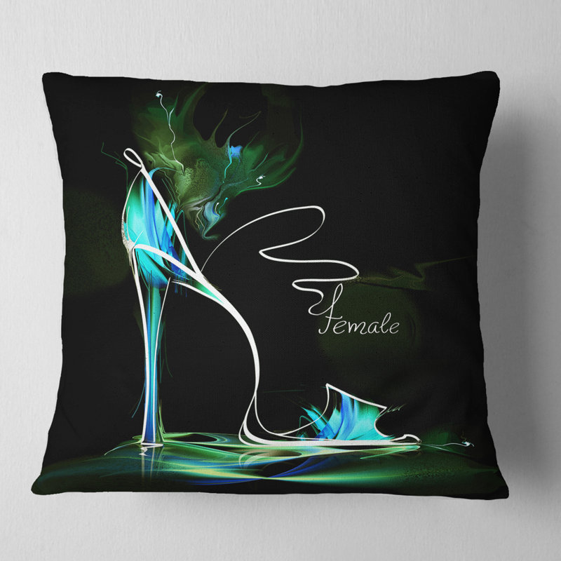 Coussin abstrait à talons hauts - Street Art, Bleu, 16 po x 1 po, Coussin décoratif