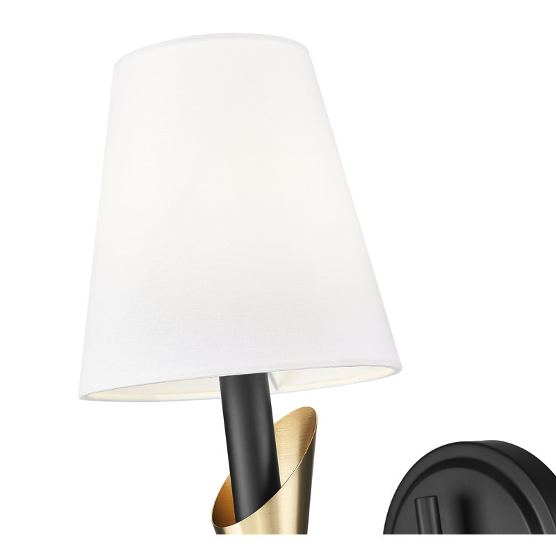 Applique murale moderne Elvin, Une lumière, H 14 po x l 5,75 po x P 8,5 po, Noir mat / Or