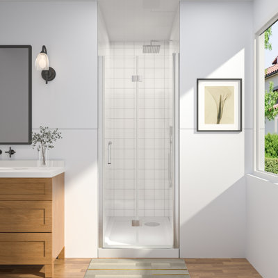 Porte de douche en verre pliable sans cadre de l 30 à 32 po x H 72 po, porte de douche pliante sans cadre.
