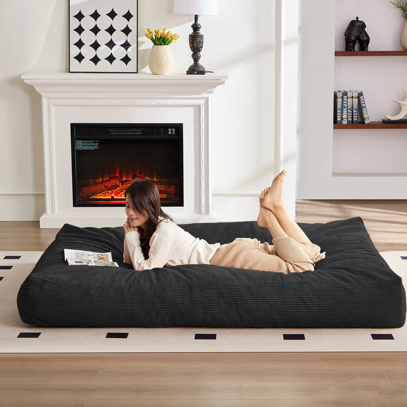  Striped Style Giant Bean Bag Chair Bed For Adults, Convertible Adult Beanbag From Lazy Chair To Floor Mattress, Large Round Bean Bag Lazy Sofa With High-density Foam Filling, Machine Washable