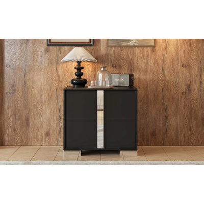 Marlow Modern Nightstand With 2 Drawers, MDF And Metal Accents by Wade Logan