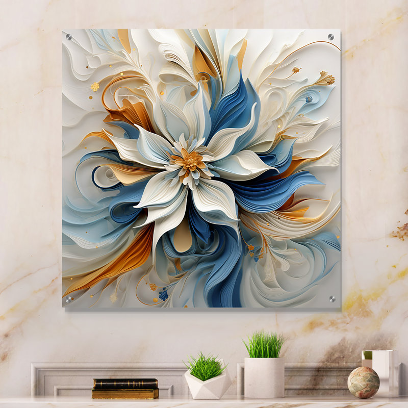 Décoration murale en acrylique Halvorsen - Fleurs, H 16 po x l 16 po