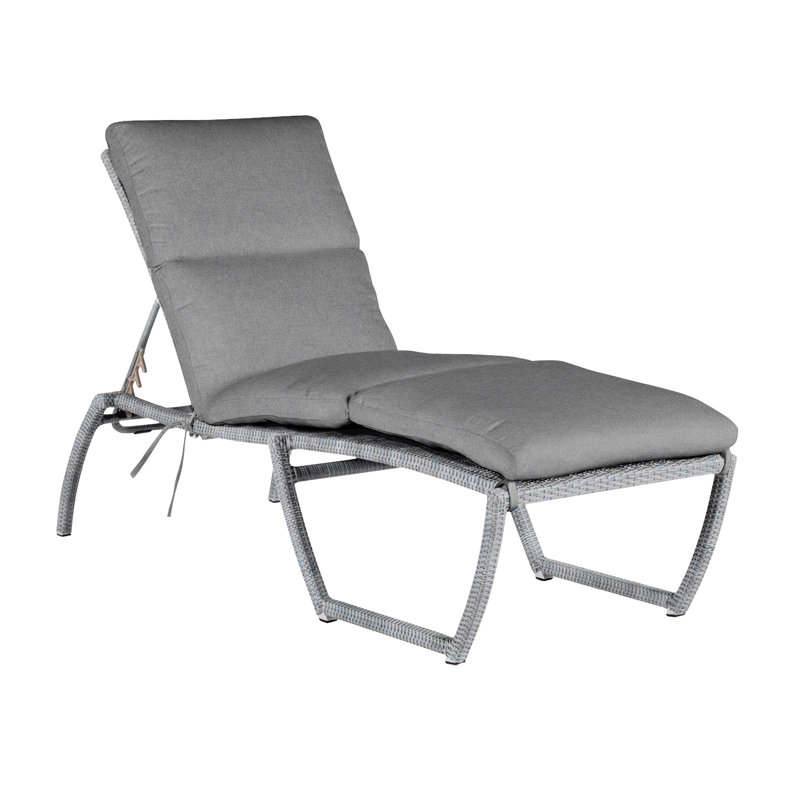 Chaise longue d'extérieur en résine et osier Skye N-Dura, Huître, Pas de soudure, Verona brume