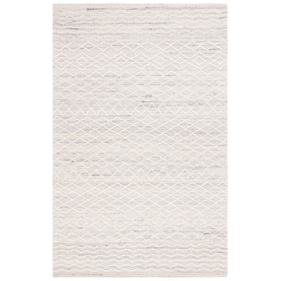 Khriz Hand Tufted Wool Cotton Geometric Rug in Gray