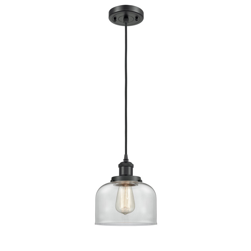 Mini luminaire suspendu à cordon 8 lumières Ballston Urban Bell, Ampoule non incluse, Noir mat, Clair