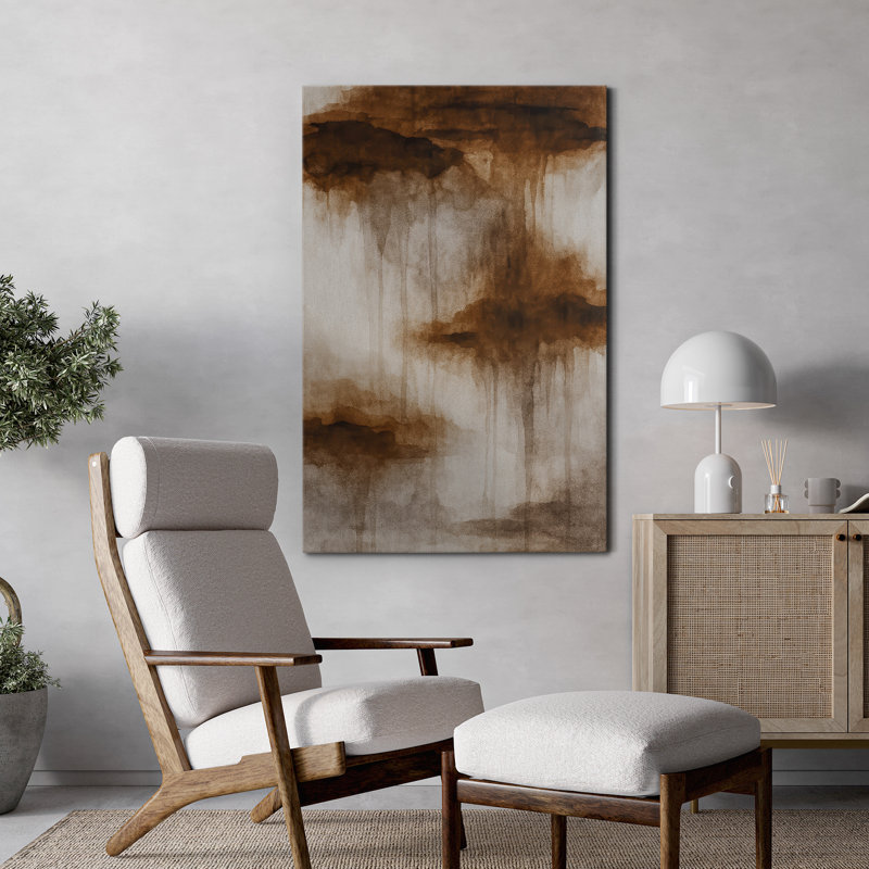 Toile, art mural brun, beige et terre, reproduction abstraite pour la décoration du salon, H 24 po x l 16 po, Sans cadre