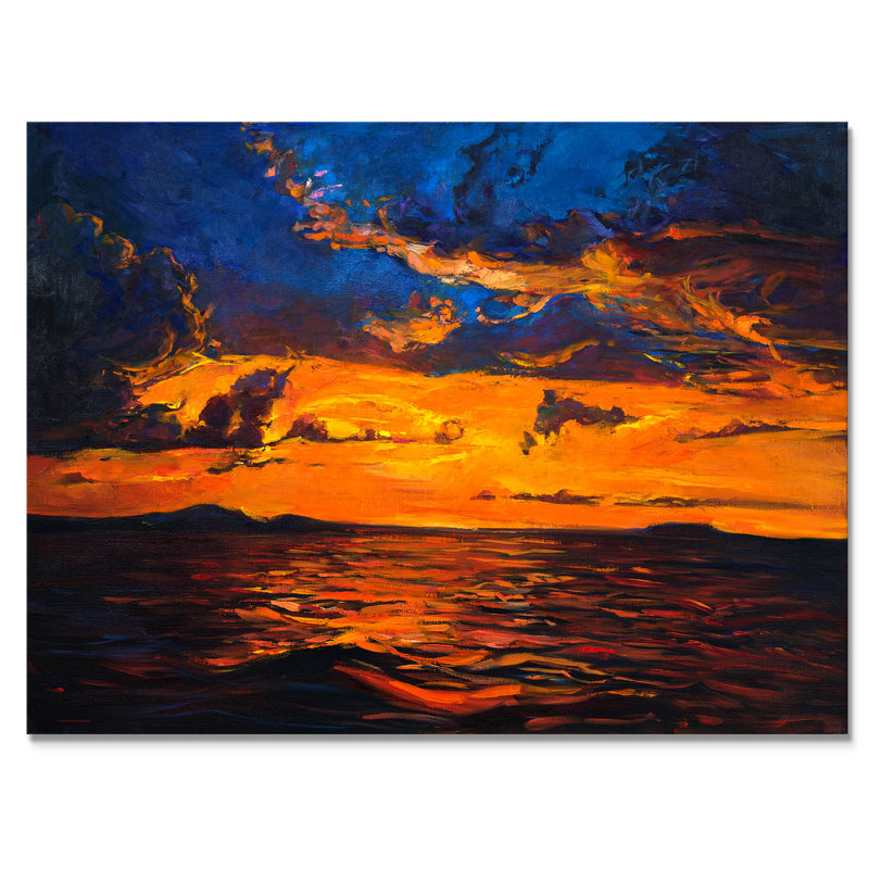 Mistik Sunset Ocena - reproduction d'art sur toile, H 8 po x l 12 po x P 1 po, Toile tendue