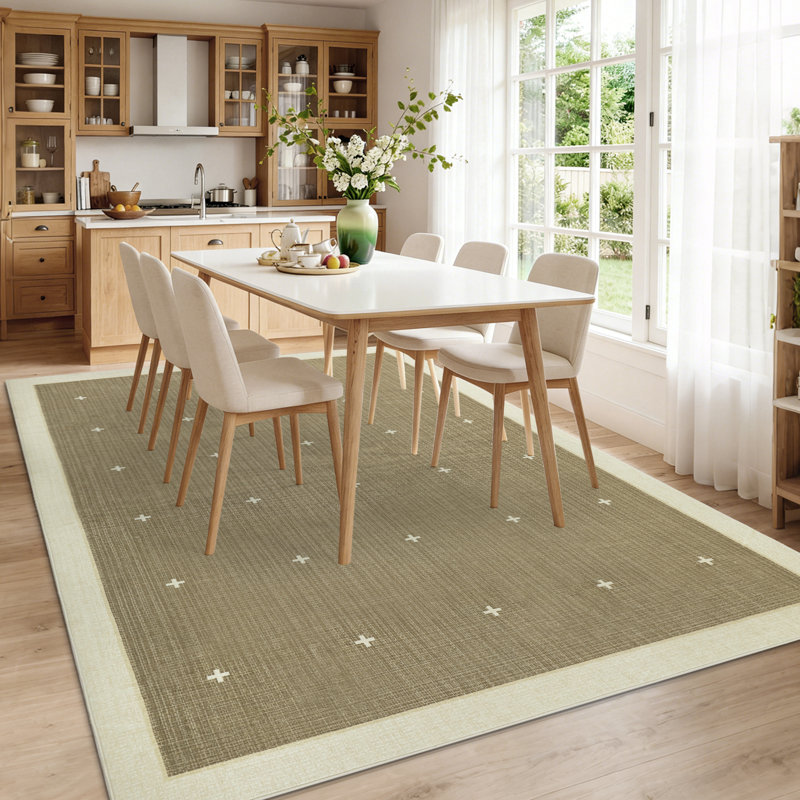 Area Rugs for Living Room Washable Living Room Rug – Bordered Jute Carpet for Hallway, Entryway, Kitchen, Bathroom, Office – Non-Slip, Low Pile, Machine Washable