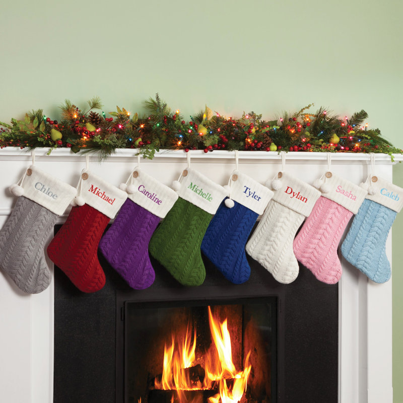 Cable Knit with Custom Name Stocking, Red