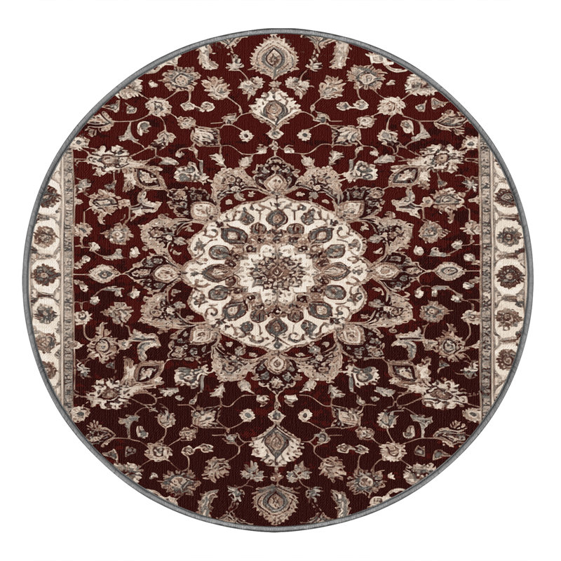Tapis turc gris lavable à la machine, Rond 4 pi