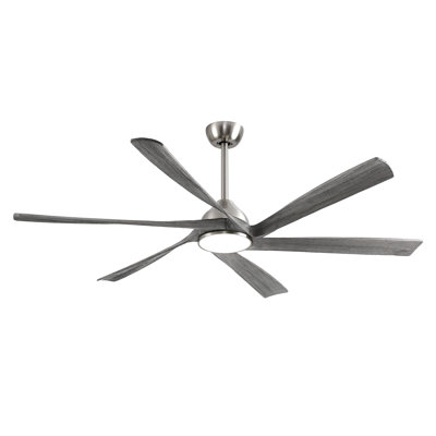 Smart Modern 6 Blade Solid Wood Ceiling Fan With Remote Control, Reversible Dc Motor & Dimmable Led Light