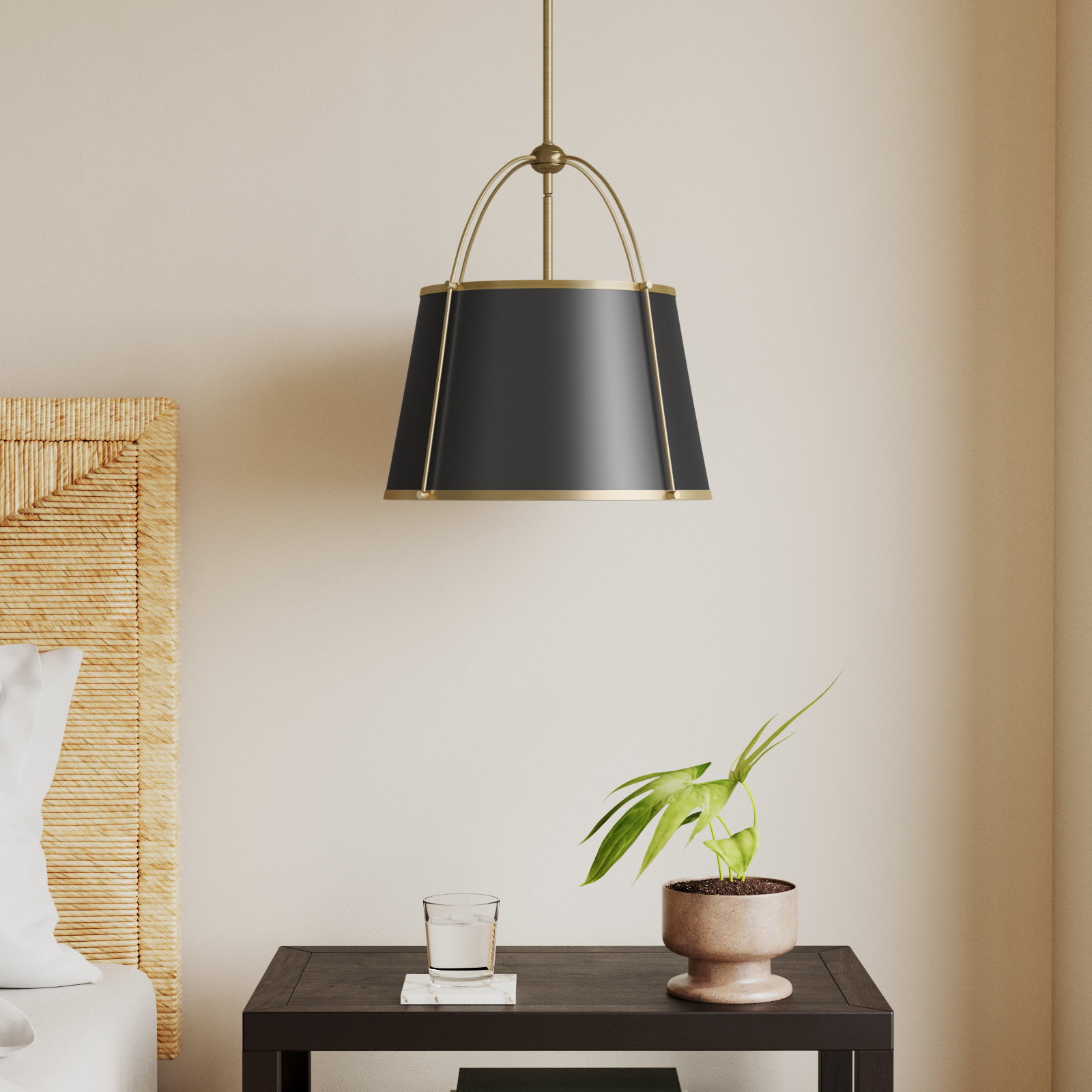 Moxie Single Light Metal Dimmable Pendant, Warm Brass