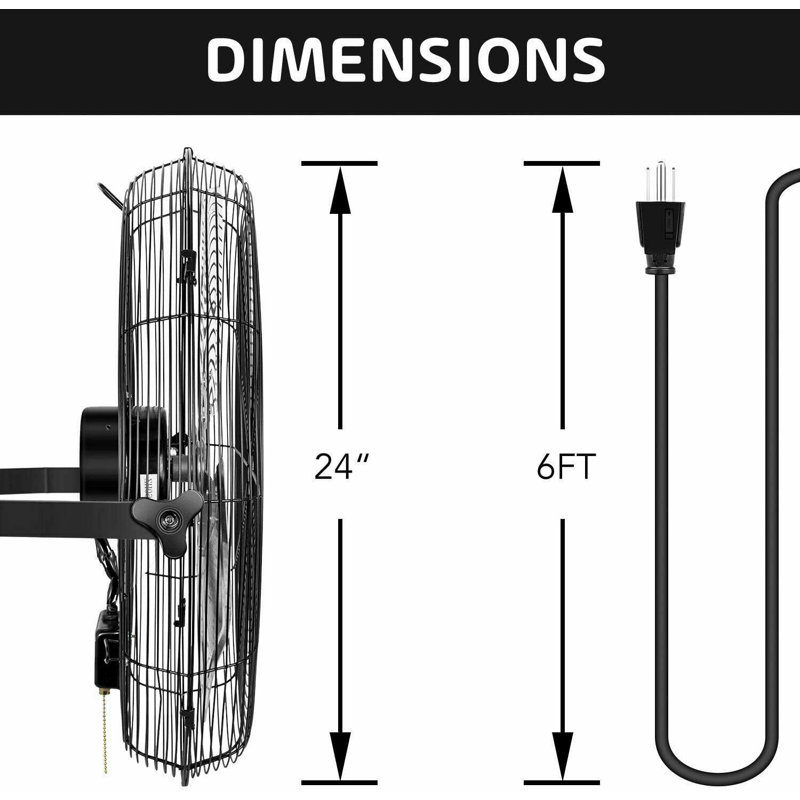 Healsmart 24'' Oscillating Wall Mounted Fan