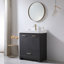 Ensemble de meuble-lavabo simple 30 po en bois d'ébène avec plateau en céramique