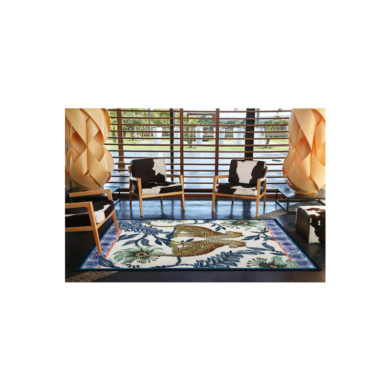 Tapis décoratif floral moderne à motif de guépard, Rectangle 4 pi 8 po x 6 pi 7 po