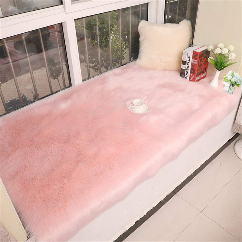 Tapis rose à poils longs Dosie, Rectangle 6 pi 6 po x 10 pi