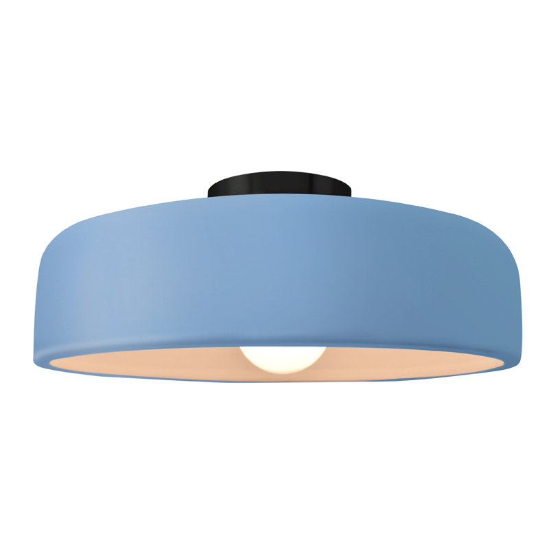 Plafonnier semi-encastré Radiance, Bleu ciel, Noir mat, H 6,5 po x l 16 po x P 16 po