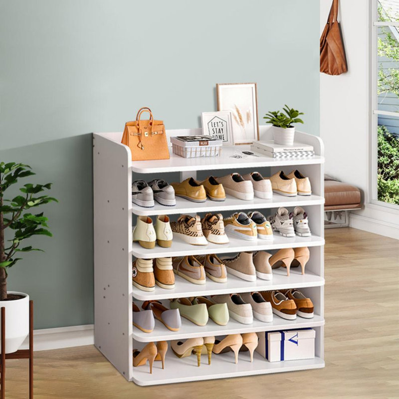 Warm white MDF shoe cabinet, 7, 88cm x 82cm x 26cm