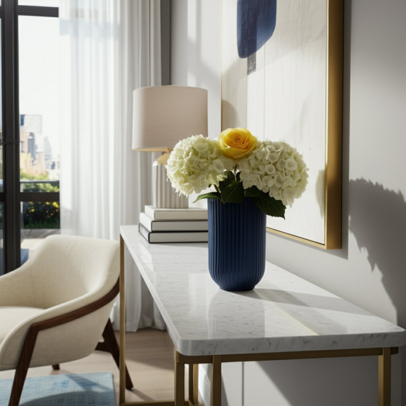 Vase de table Zed, H 7 po x l 5 po x P 5 po, Marine