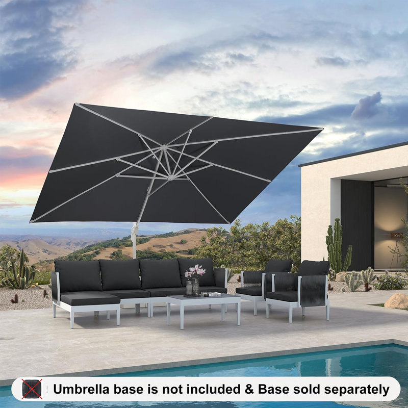304cm X 396cm Rectangular Cantilever Parasol, Light Grey