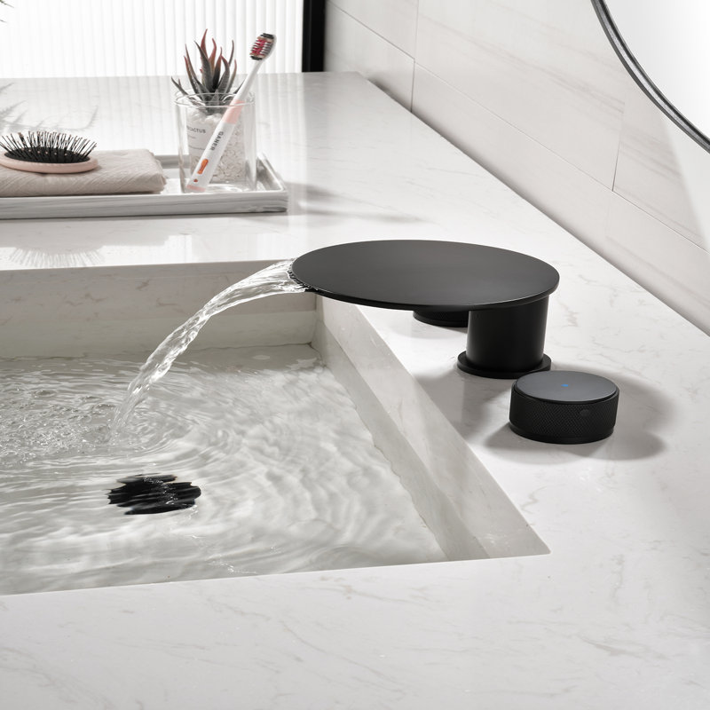 Robinet pour salle de bain à poignée large, Noir mat