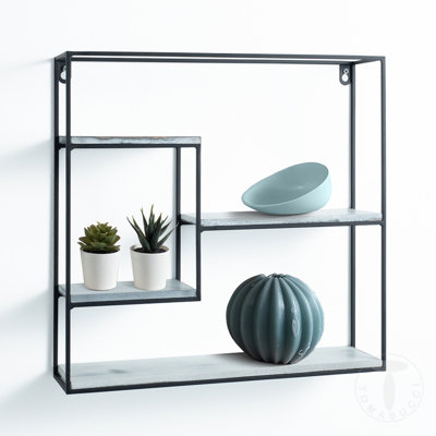4 -Piece Square Solid Wood Floating Shelf