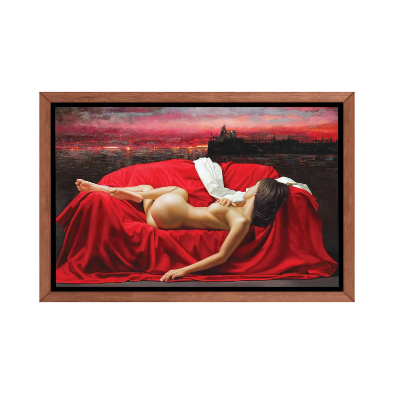 «Red Sky» - impression, H 40 po x l 60 po x 1,5 po, Toile avec cadre en bois classique