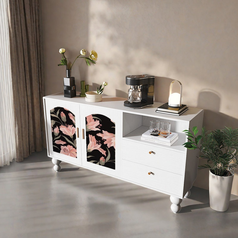 59.1in Multi-functional Storage Cabinet Sideboard, White