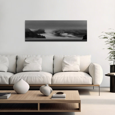 Misty Forest Lake Dramatic Ethereal Peaceful Evergreen Tree Forest Landscape Wall Art