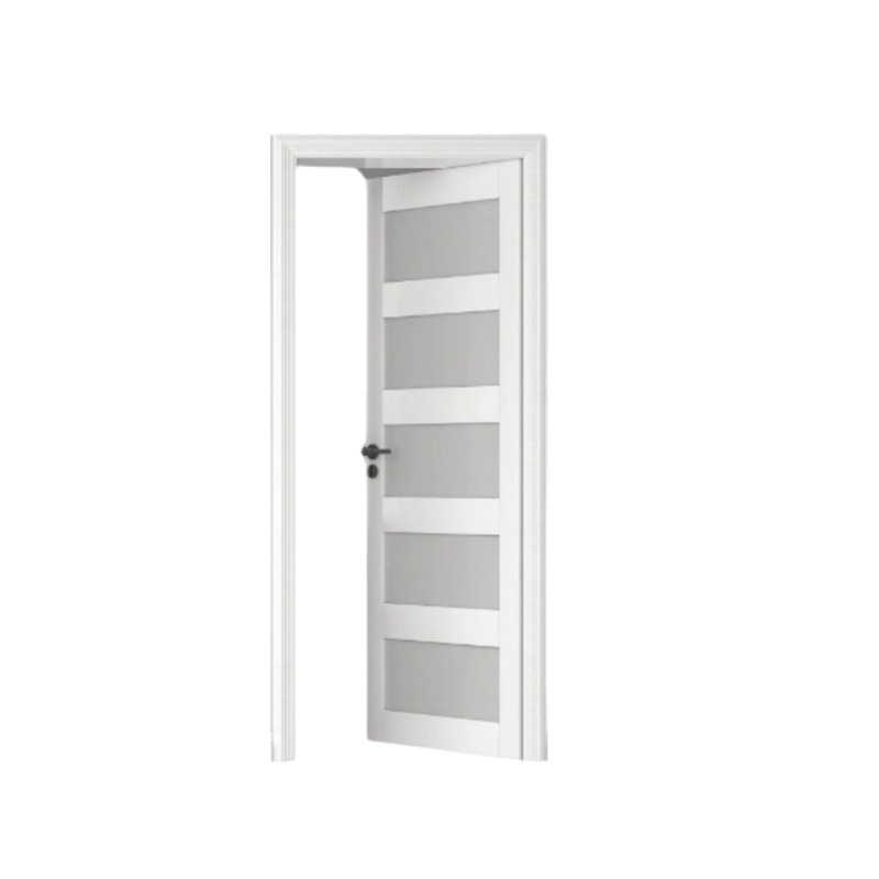 Portes françaises en bois massif 28 * 5 * 80 pouces à 5 panneaux en verre givré blanc, L 28 po x H 80 po