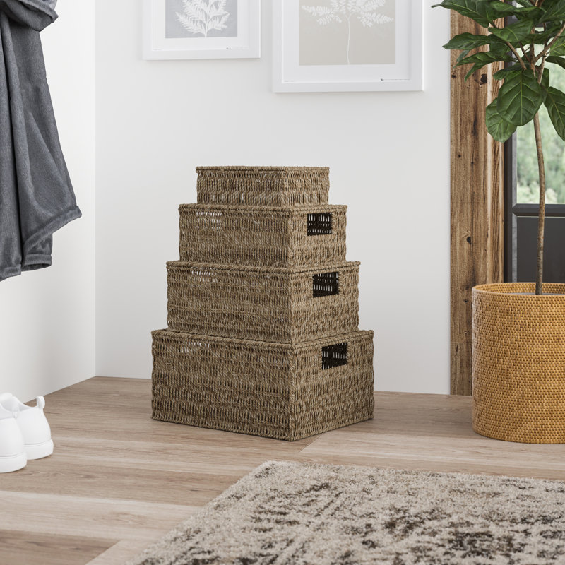 Wicker 4 Piece Storage Basket Set