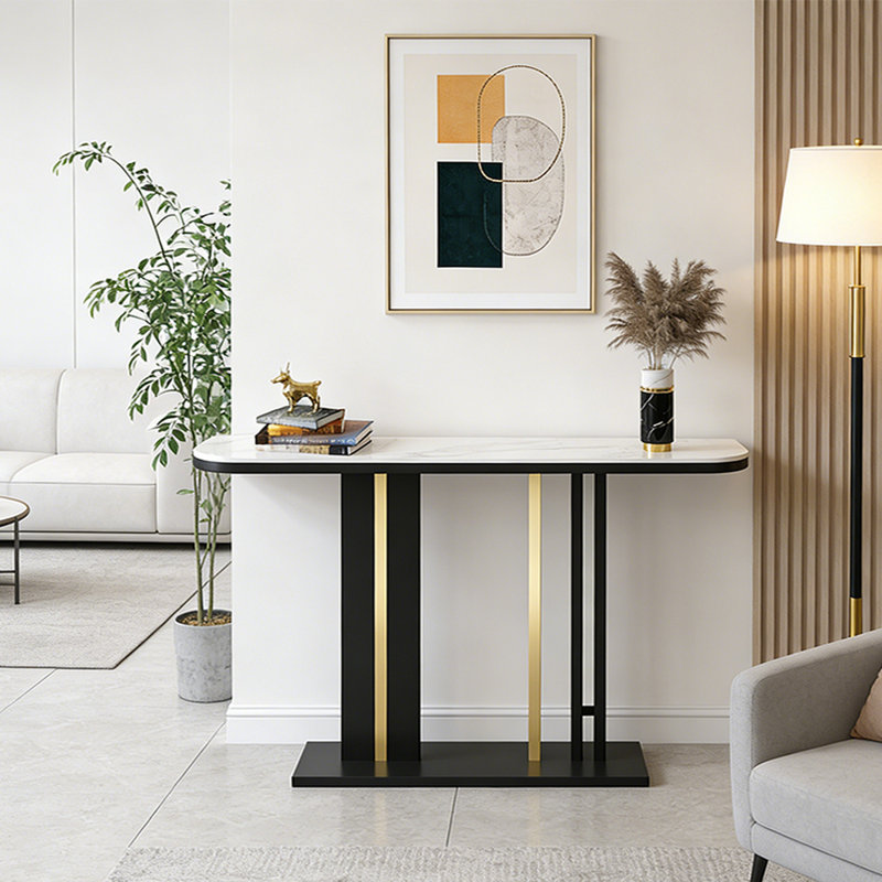 Console d'entrée moderne et minimaliste, H 31,5 po x l 47,2 po x P 11,8 po, Blanc