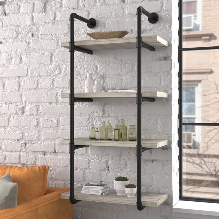 55 Metal and Wood 5 Tiered Wall Shelf White - Olivia & May