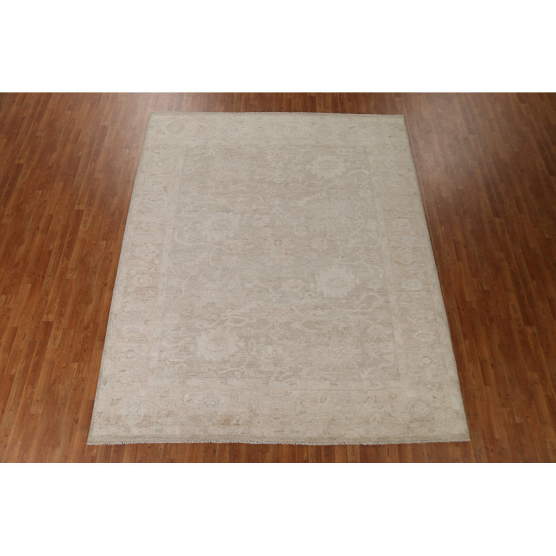 Tapis turc Oushak à motif végétal noué à la main 8 x 10