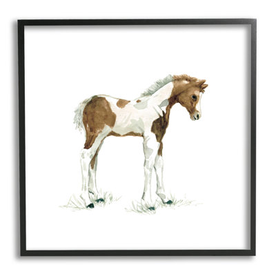«Honora Young Farm Horse Minimal Country Animal Over White», art mural sur toile tendue XXL par Carol Robinson