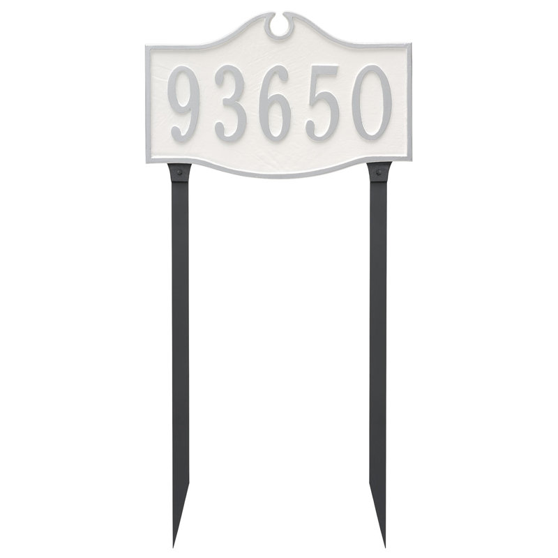 Plaque d’adresse murale sur 1 ligne colonial, Blanc / argent, Oui