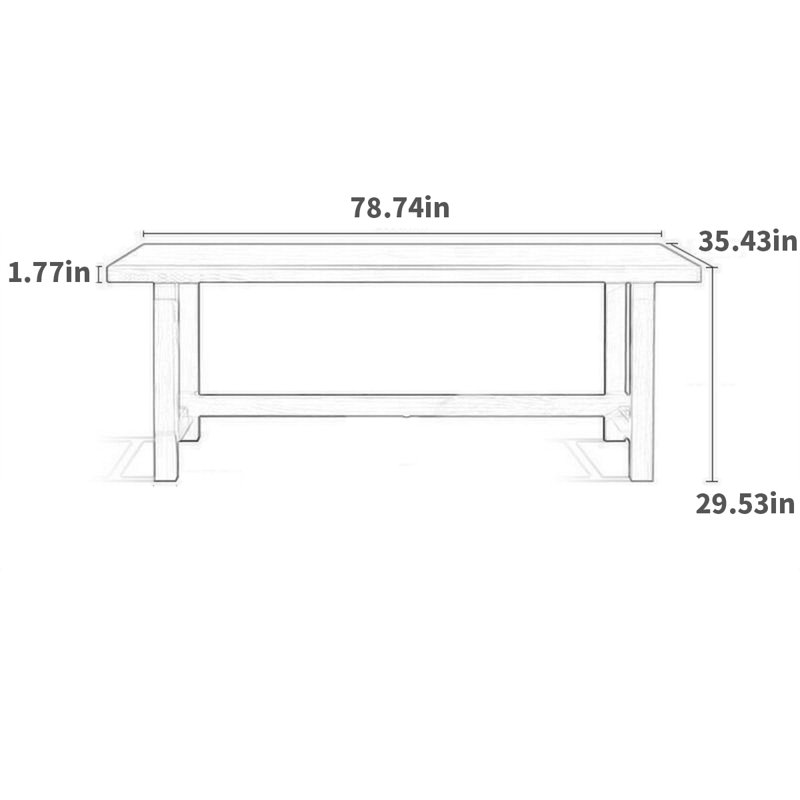 Cherry Solid Wood Dining Table, 35.43" W x 78.74" L