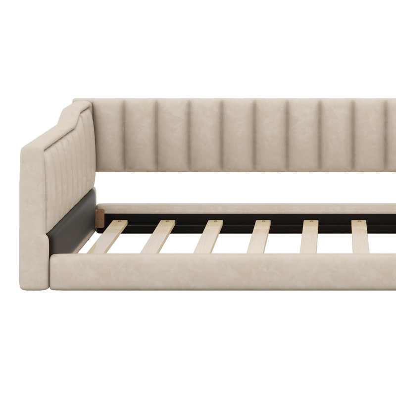 Upholstery Daybed And Side Storage Pocket, Beige