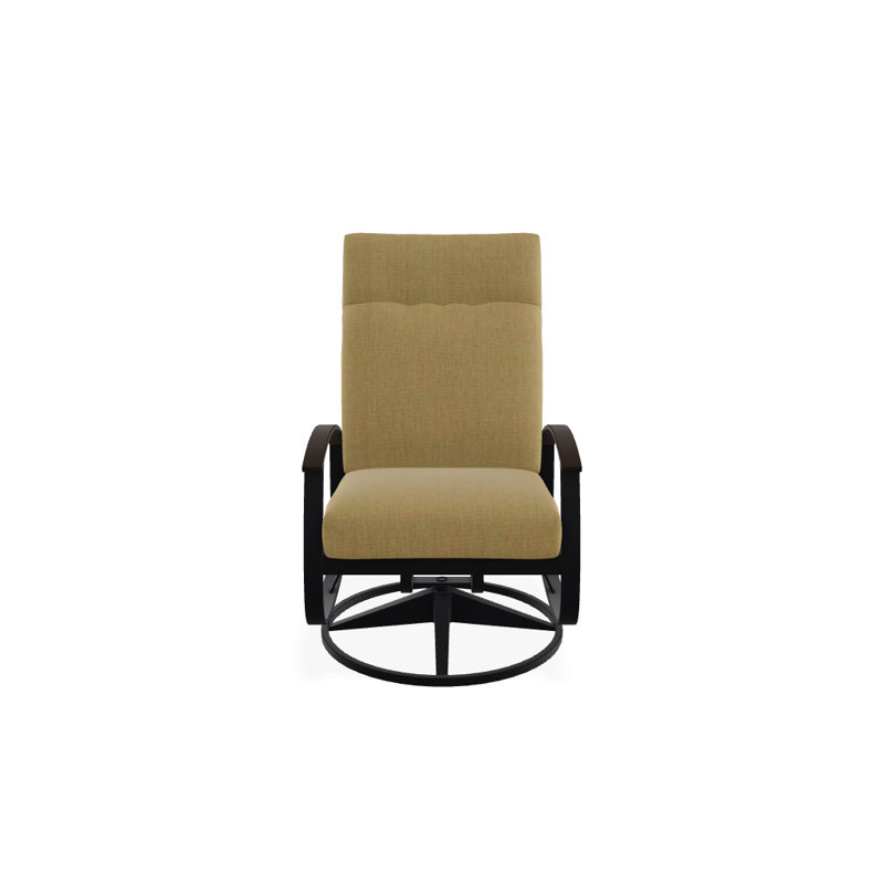 Chaise de patio pivotante avec coussins Askar, Toile Sunbrella® beige chiné, Kona P10, Noir texturé
