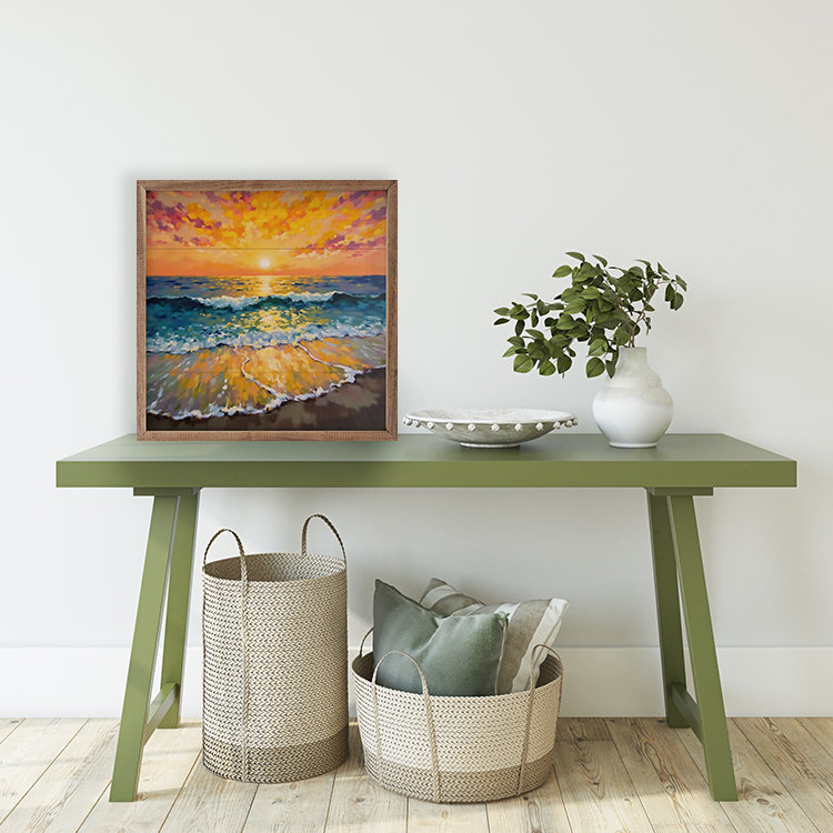 Bright Summer Sunset Ocean, H 4 po x l 4 po