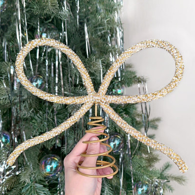 Décoration de sapin de Noël en verre avec strass