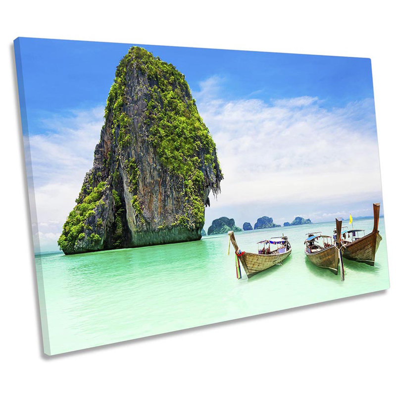 Thailand Beach Seascape Turquoise - Wrapped Canvas Print, 91.4cm H x 137.2cm W x 4cm D