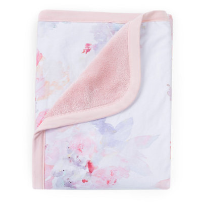 Prim Floral - Luxury Soft Plush Backing & Turkish Cotton Jersey Print, Double Layered, 30" x 40" Baby Blanket